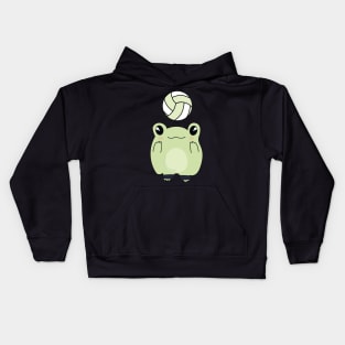 Kawaii Frog Loves Volleyball Kids Hoodie